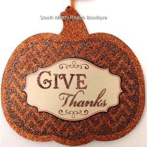 Pumpkin Thanksgiving Decor Wall Sign Fall Door Plaque Decoration GIVE THANKS